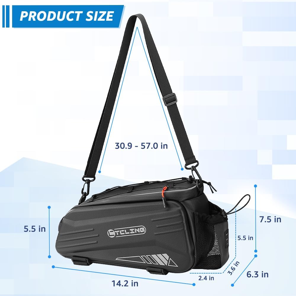 WOTOW Bike Bag for Bicycle Rear Rack - Waterproof Hard Shell 10L