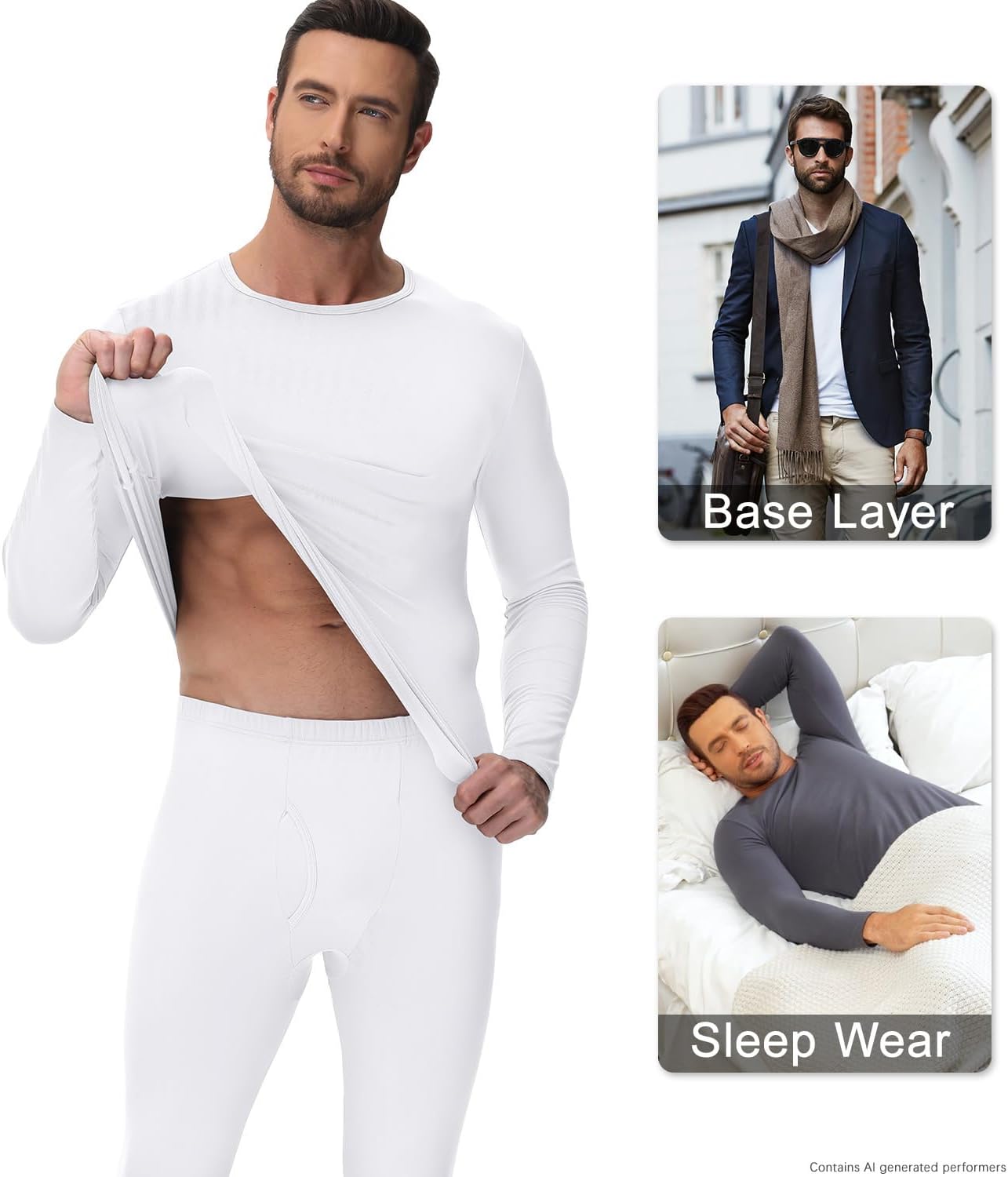 wirarpa Men's Cotton Long Johns Thermal Underwear Set Top and Bottom