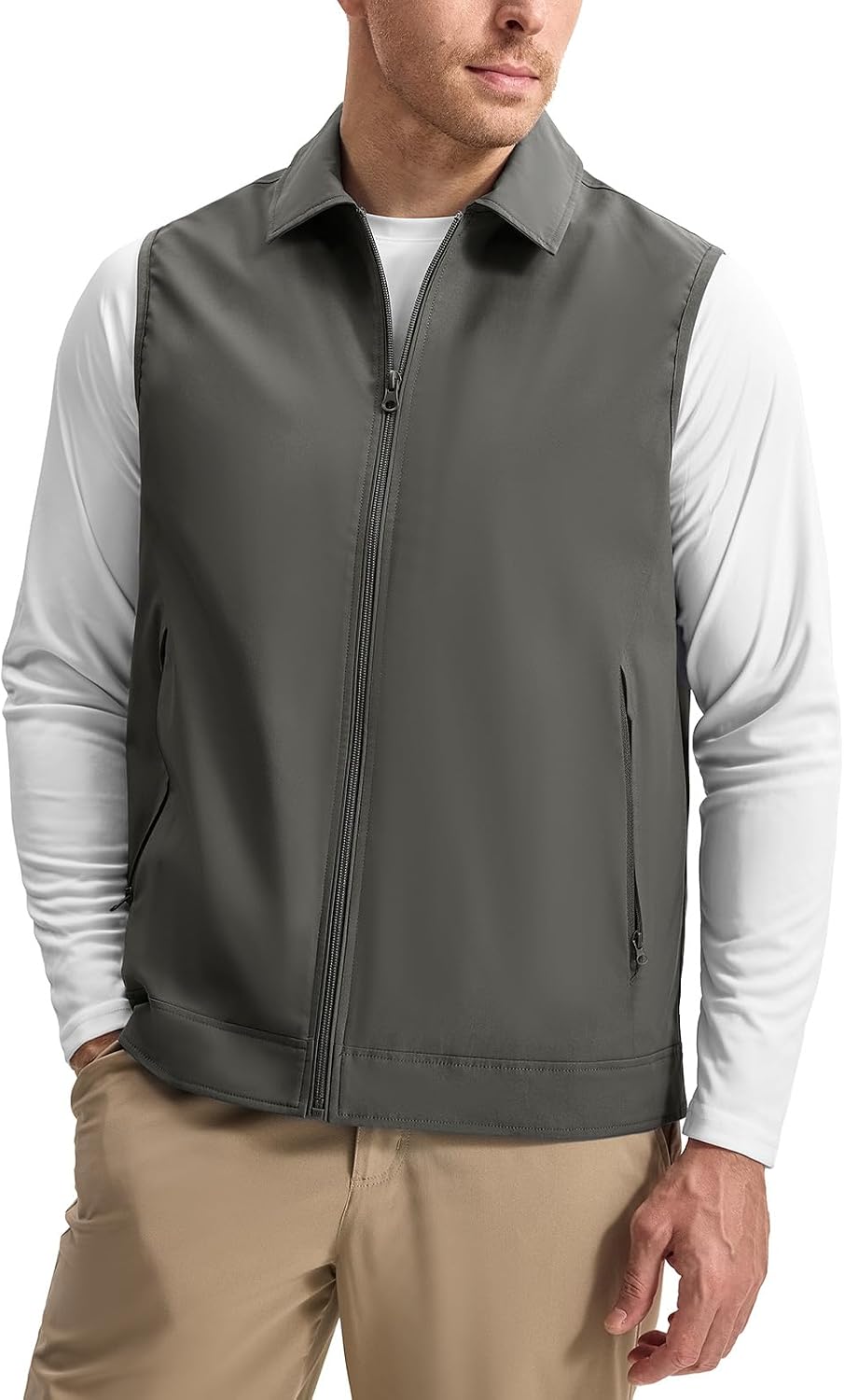 Rdruko Men's Golf Vest Lightweight Summer Casual Zip Windbreaker