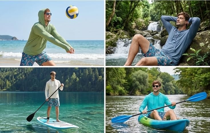 INGEAR Sun Shirts for Men - Lightweight SPF 50+ UV Protection Hoodie with Pocket for Fishing, Running, Hiking, Swim Rashguard Marina Blue