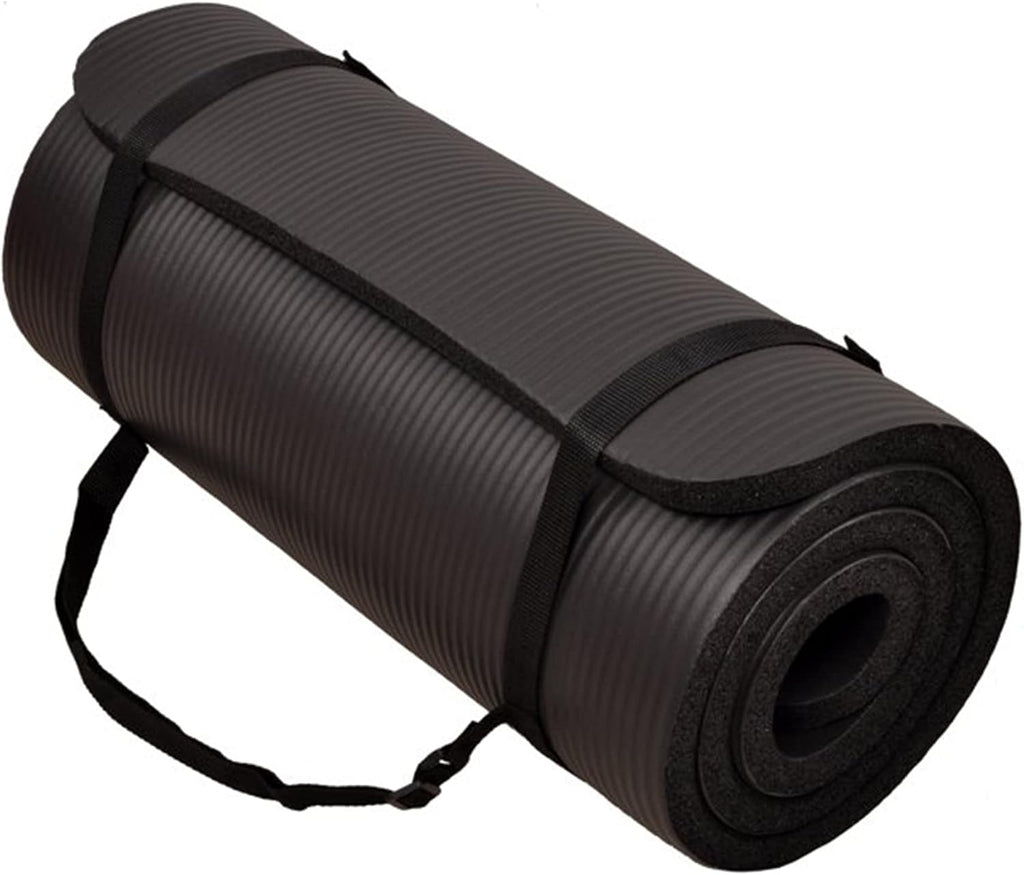 BalanceFrom All Purpose 1-Inch Extra Thick High Density Anti-Tear Exercise Yoga Mat with Carrying Strap, Multiple Colors