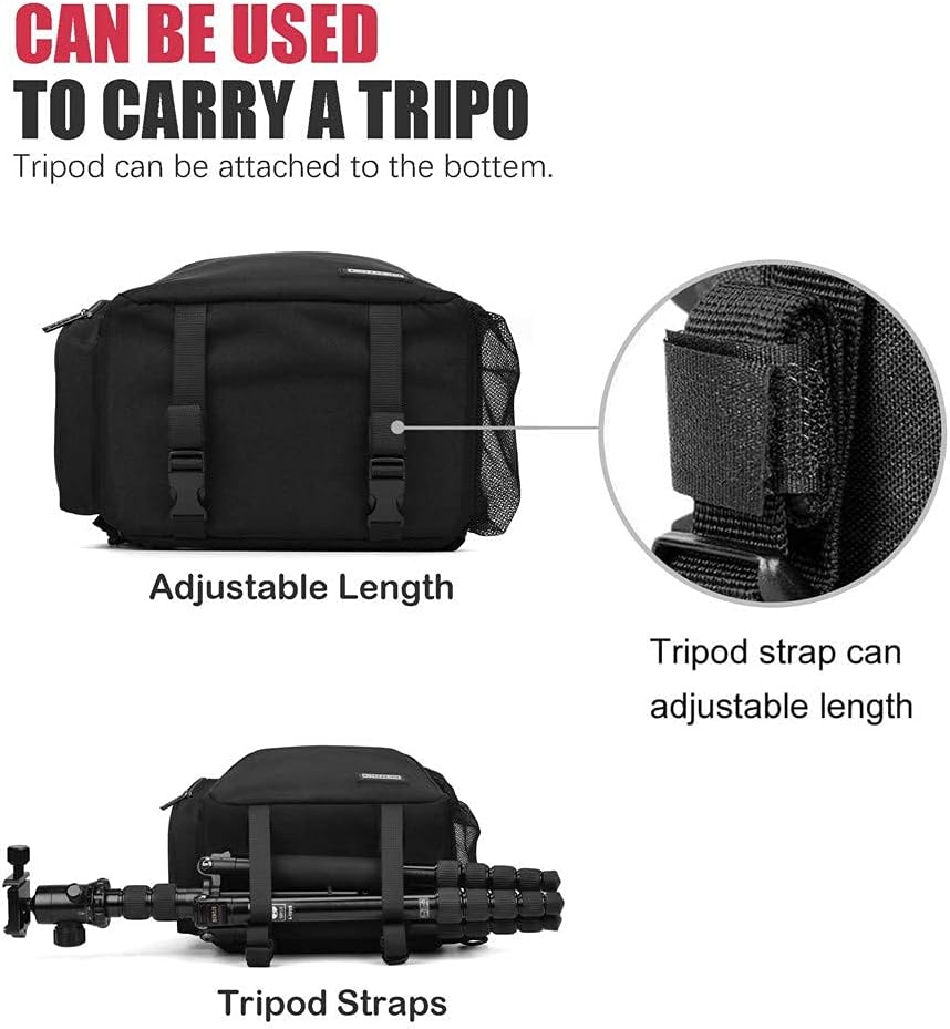 Cwatcun Sling Camera Bag, Camera Shoulder Crossbody Backpack, DSLR/SLR/Mirrorless Camera Case, Shockproof Photography Camera Chest Bag with Tripod Holder, Compatible with Canon/Nikon/Sony/Fuji