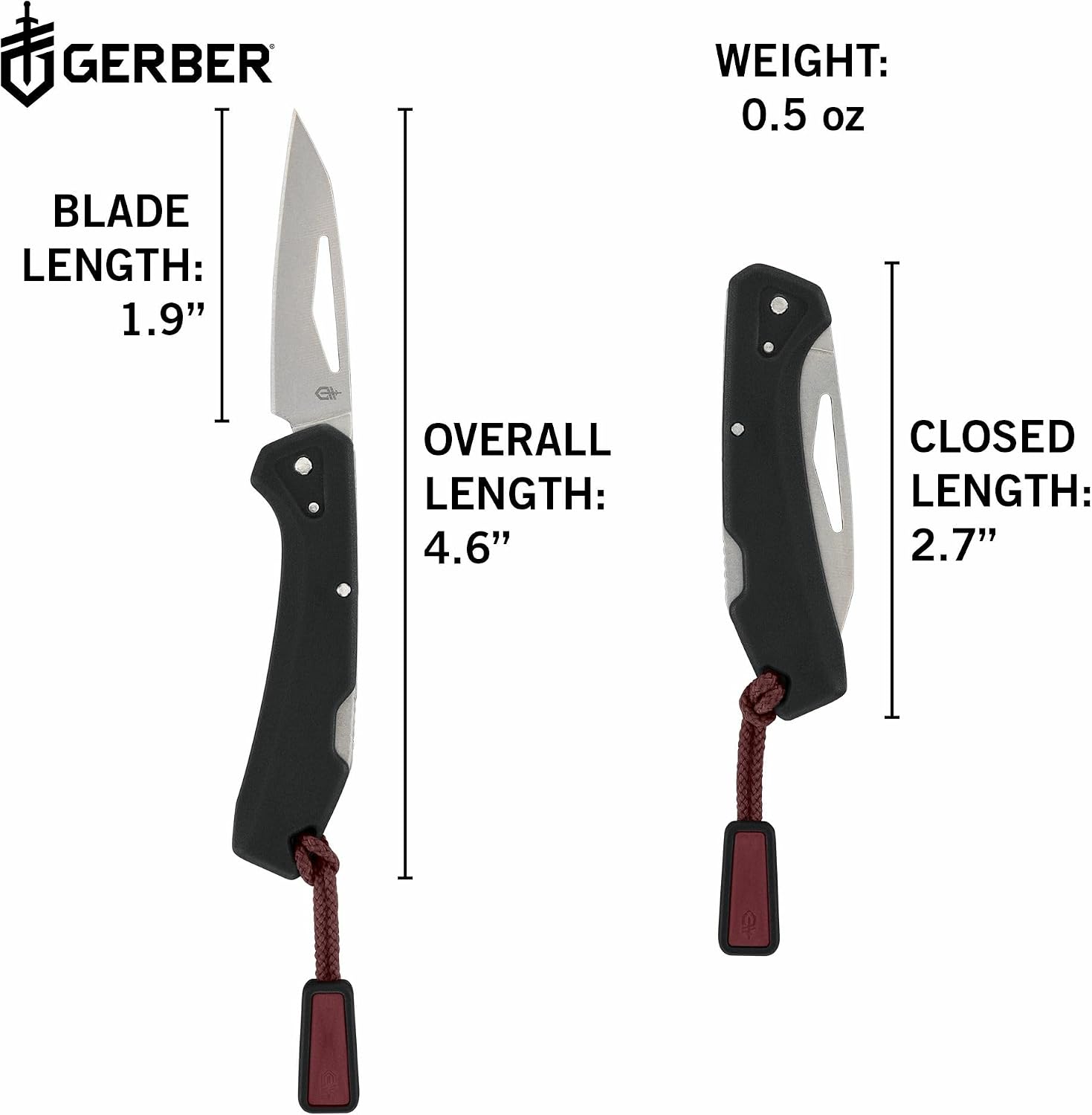 Gerber Gear LST Mini - Lightweight Folding Pocket Knife for Hiking, Camping - EDC Tool - Durable Stainless Steel Blade - Black