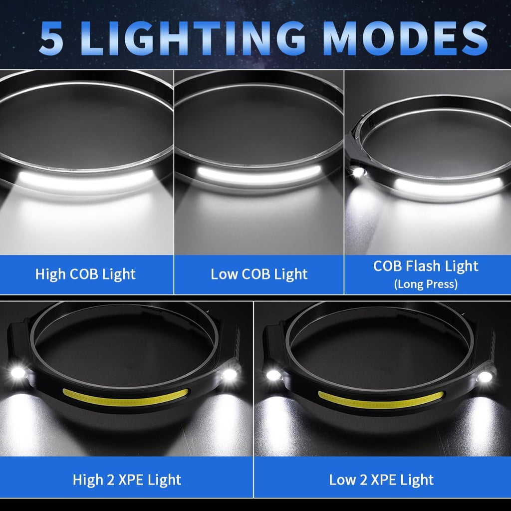 ZioeYiue Headlamp Rechargeable 10P, 230°Wide Beam LED Head Lamp for Adults