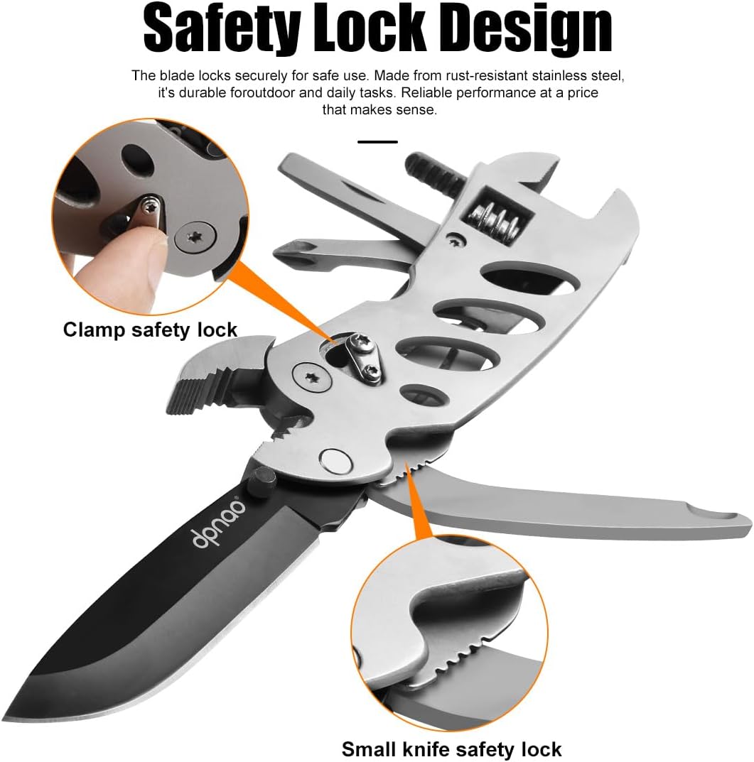 Multitool Wrench With 7 Tools/Pliers/Wire Cutter/Flat Screwdriver/Phillips Screwdriver/Portable Folding Multifunctional Adjustable Multi Purpose Stainless Steel Tool