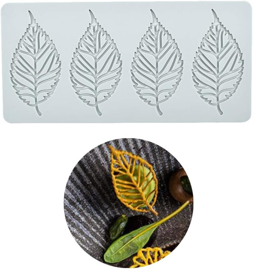 Hollow Leaf Silicone Molds Lover Heart Chocolate Molds Geometry 3D Silicone Mould Chocolate Candy Leaf Mold Sugar Craft Cake Decoration Cupcake Top (V_Leaf_9.2 * 4.44 * 0.12inch)