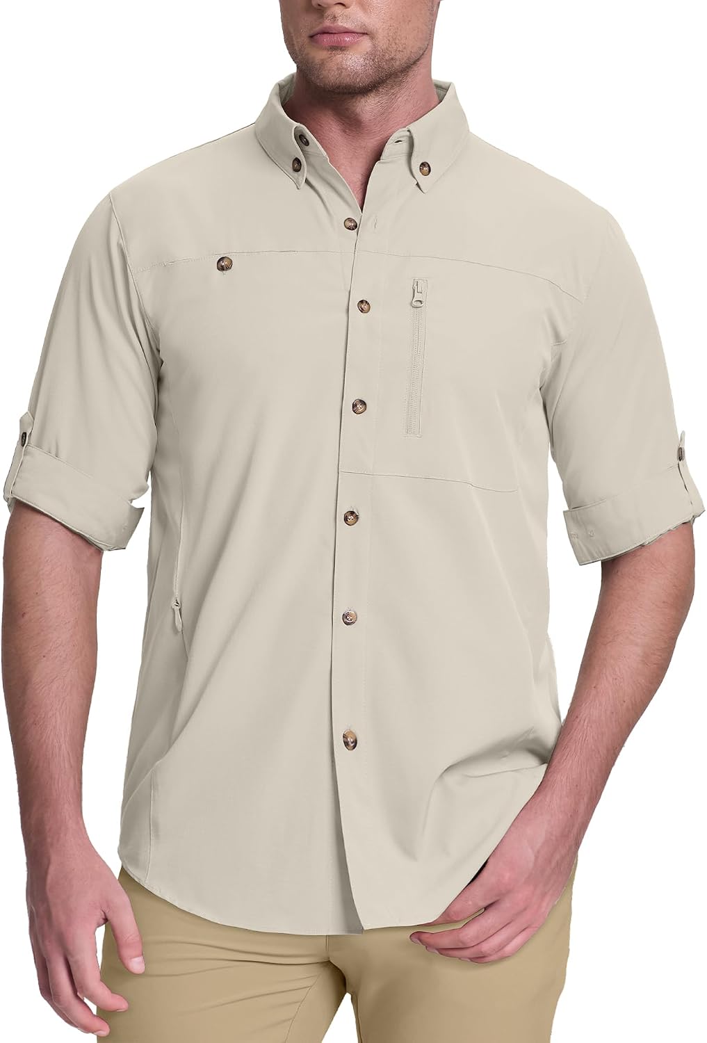 33,000ft Men's UPF 50+ UV Protection Long Sleeve Hiking Shirts Breathable Quick Dry Fishing Shirts for Safari, Outdoor