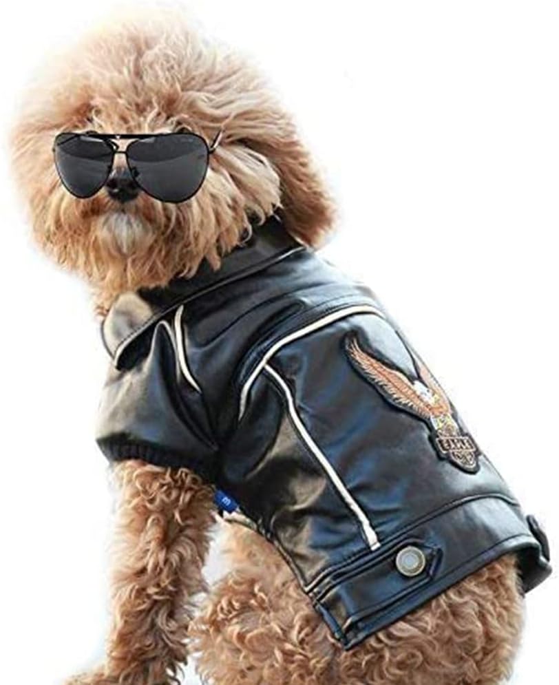 Dog Winter Coat Pu Leather Motorcycle Jacket for Dog Pet Clothes Leather Jacket, Waterproof(L)