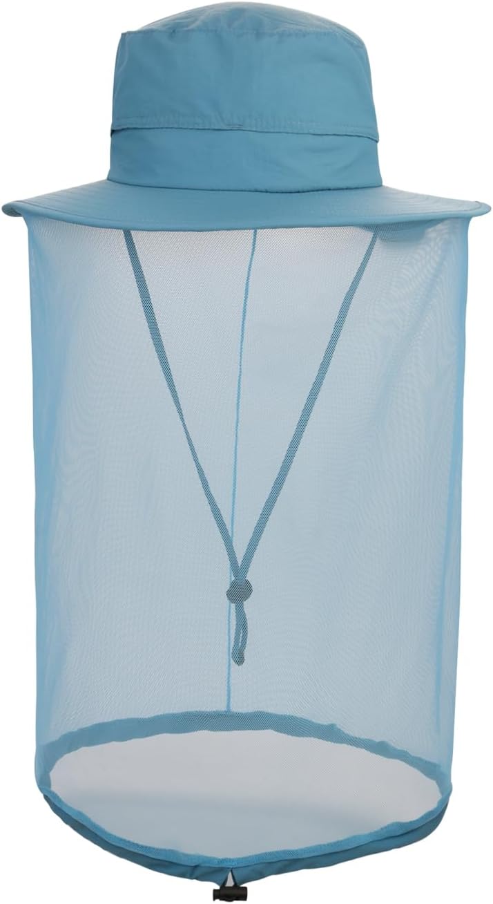Fishing Hat Sun Protection Hat Mosquito Head Net for Outdoors Bucket Hat with Hidden Net Mesh