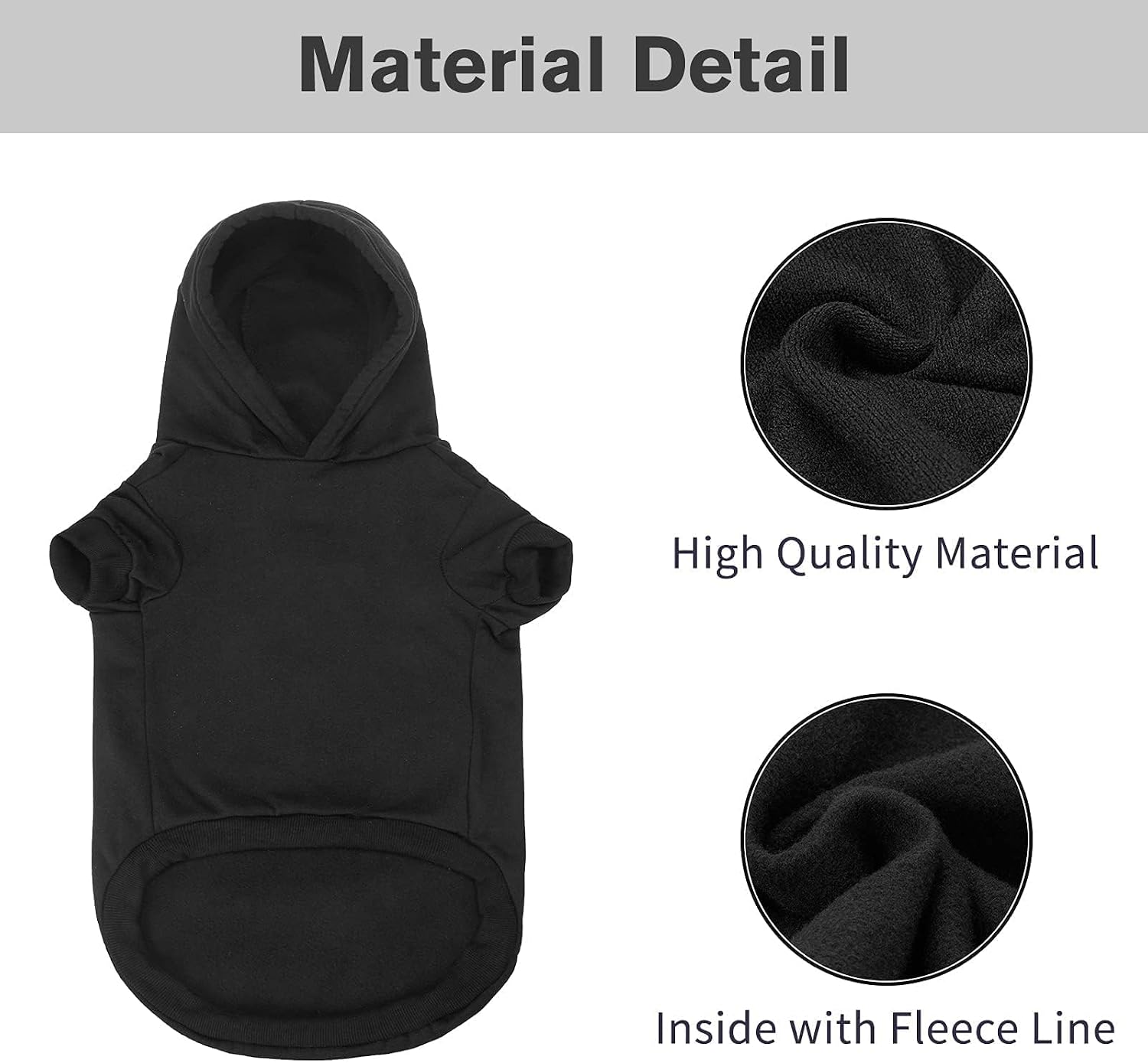 BINGPET Security Dog Hoodie, Pet Sweater Clothes with Leash Hole, Black