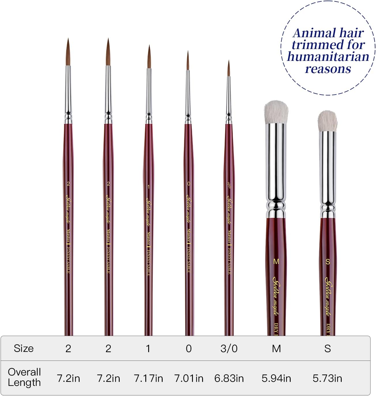 Kolinsky Sable Miniature Paint Brushes - Golden Maple 7pcs Detail Paint Brushes Drybrushes for Acrylic Watercolor, Small Fine Detail Paint Brush Set for Mini Paints (red)