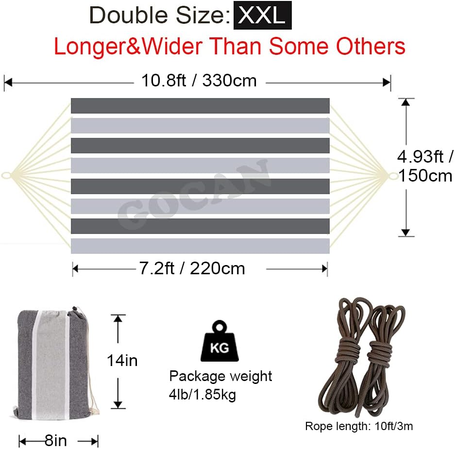 GOCAN Hammock 2 Person Large Outdoor Hammocks bedsize 220 x 150cm