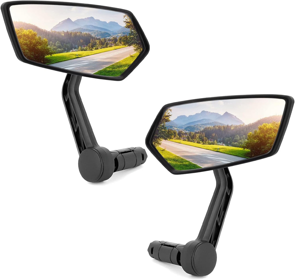 Arkham Bike Mirror for 0.59-0.65" Diameter Handlebar HD Bar End Bicycle Mirror Auto-Grade Glass fits Thickened Automotive Grade Glass for Handlebar E-Bike (Pentagonal Pair)