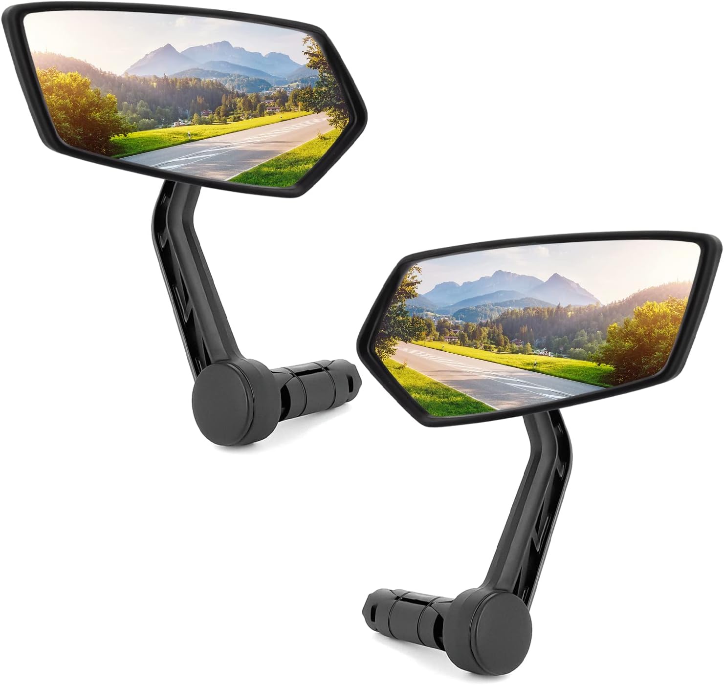 Arkham Bike Mirror for 0.59-0.65" Diameter Handlebar HD Bar End Bicycle Mirror Auto-Grade Glass fits Thickened Automotive Grade Glass for Handlebar E-Bike (Pentagonal Pair)