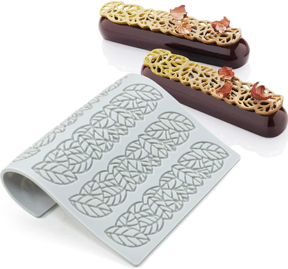Hollow Leaf Silicone Molds Lover Heart Chocolate Molds Geometry 3D Silicone Mould Chocolate Candy Leaf Mold Sugar Craft Cake Decoration Cupcake Top (E_Leaf_6.4 * 5.16 * 0.12inch)