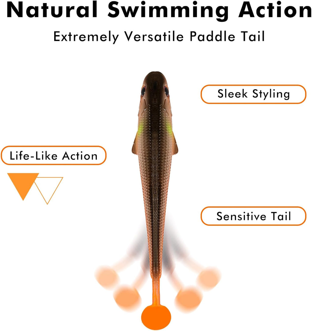 TRUSCEND Shadtale Easy Catch Soft Fishing Lures, Unique Vibration and Action for Various Rigs, Paddle Tail Swimbaits Trailer for Bass, Trout, Crappie, Walleye, Redfish, Saltwater & Freshwater Fishing