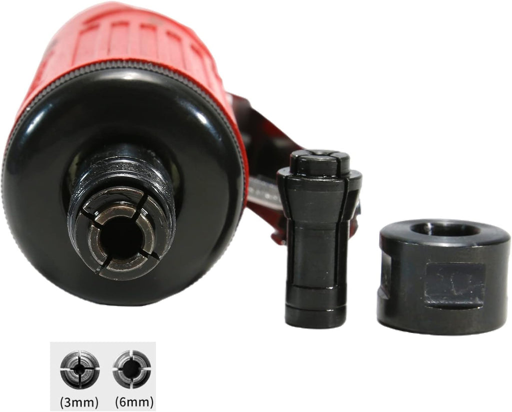 1/4inch Air Powered Die Grinder, Pneumatic Straight Die Grinder with 1/4"(6MM) and 1/8"(3MM) Collets,22000 RPM Rear Exhaust, Compact Size,Polishing Tool