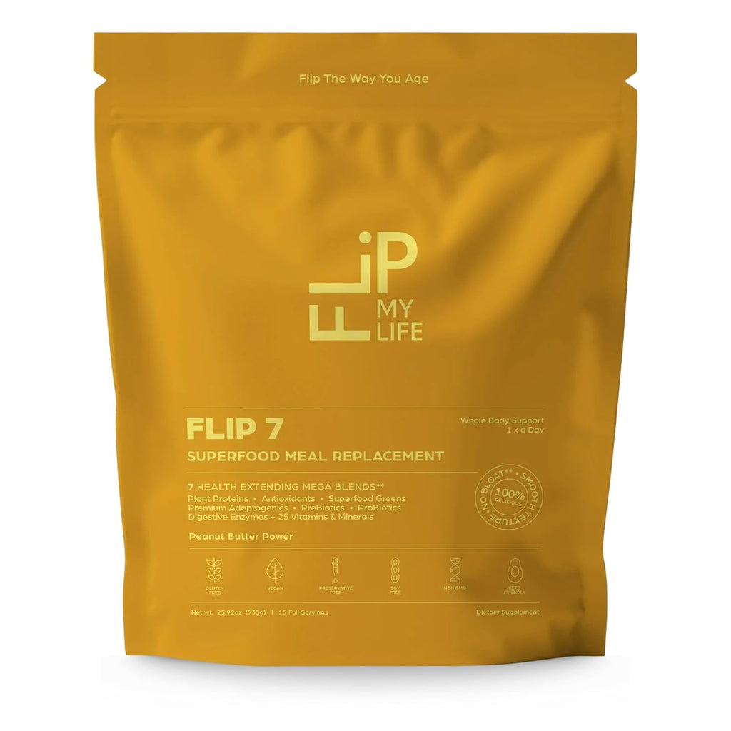 Flip My Life, Flip 7 Natural SuperFood, Plant-Based Protein, Complete Meal Replacement to Support Healthy Gut, 7 Mega Nutrient Rich Blends all in one to AGE BETTER - Vanilla