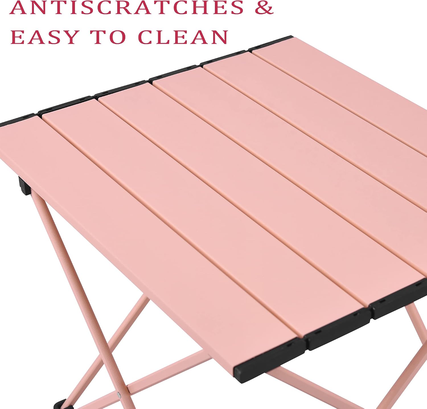 Grope Portable Beach Table for Sand, Folding Camping Table (Pink-S)