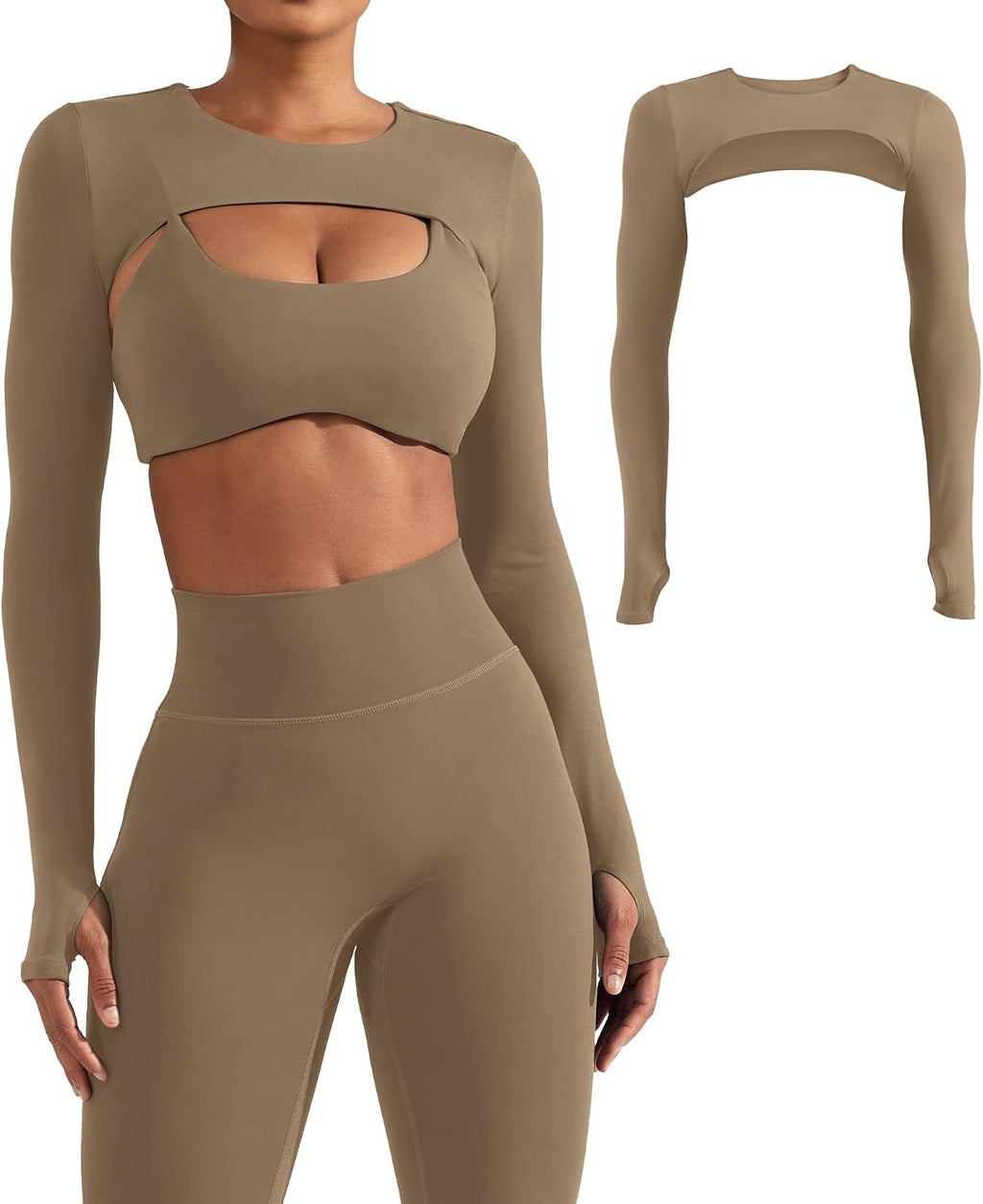 YEOREO Women Crop Top Long Sleeve Bolero Open Front Workout Cropped Shirts Sports Shrug