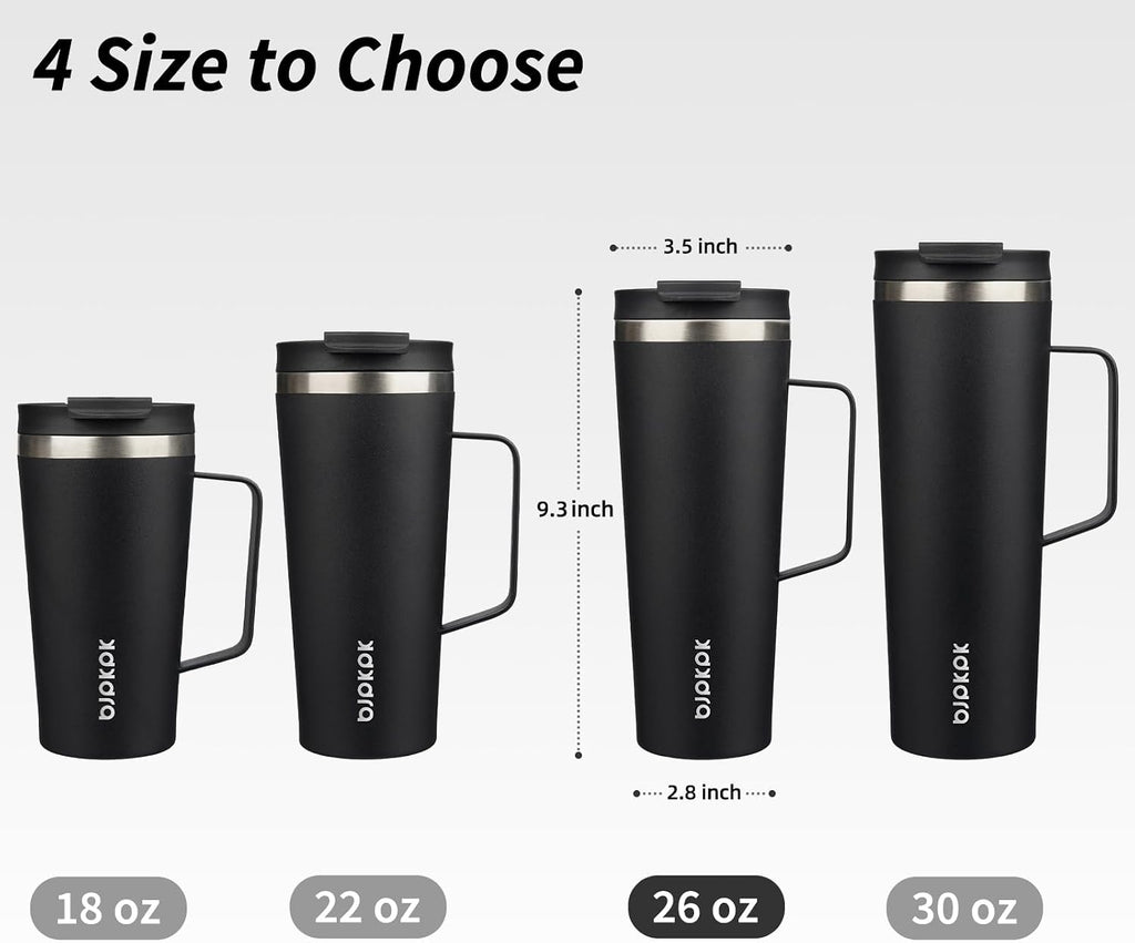 BJPKPK 26oz Insulated Tumbler with Handle, Lid & Straw, Stainless Steel