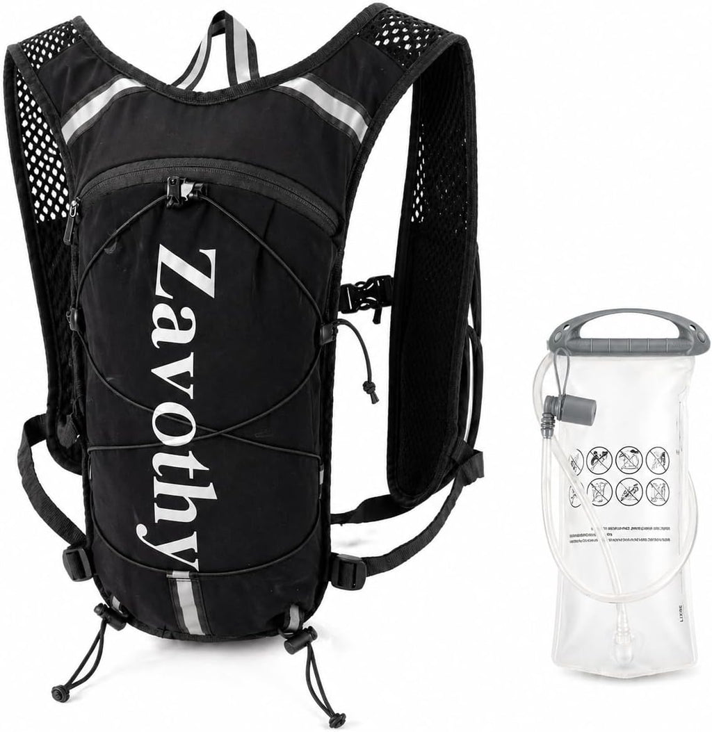 Zavothy Hydration Vest Pack with 1.5L Water Bladder, Lightweight 6L Hydration Backpack for Running, Hiking & Cycling, Breathable Reflective Hydration Vest for Men & Women