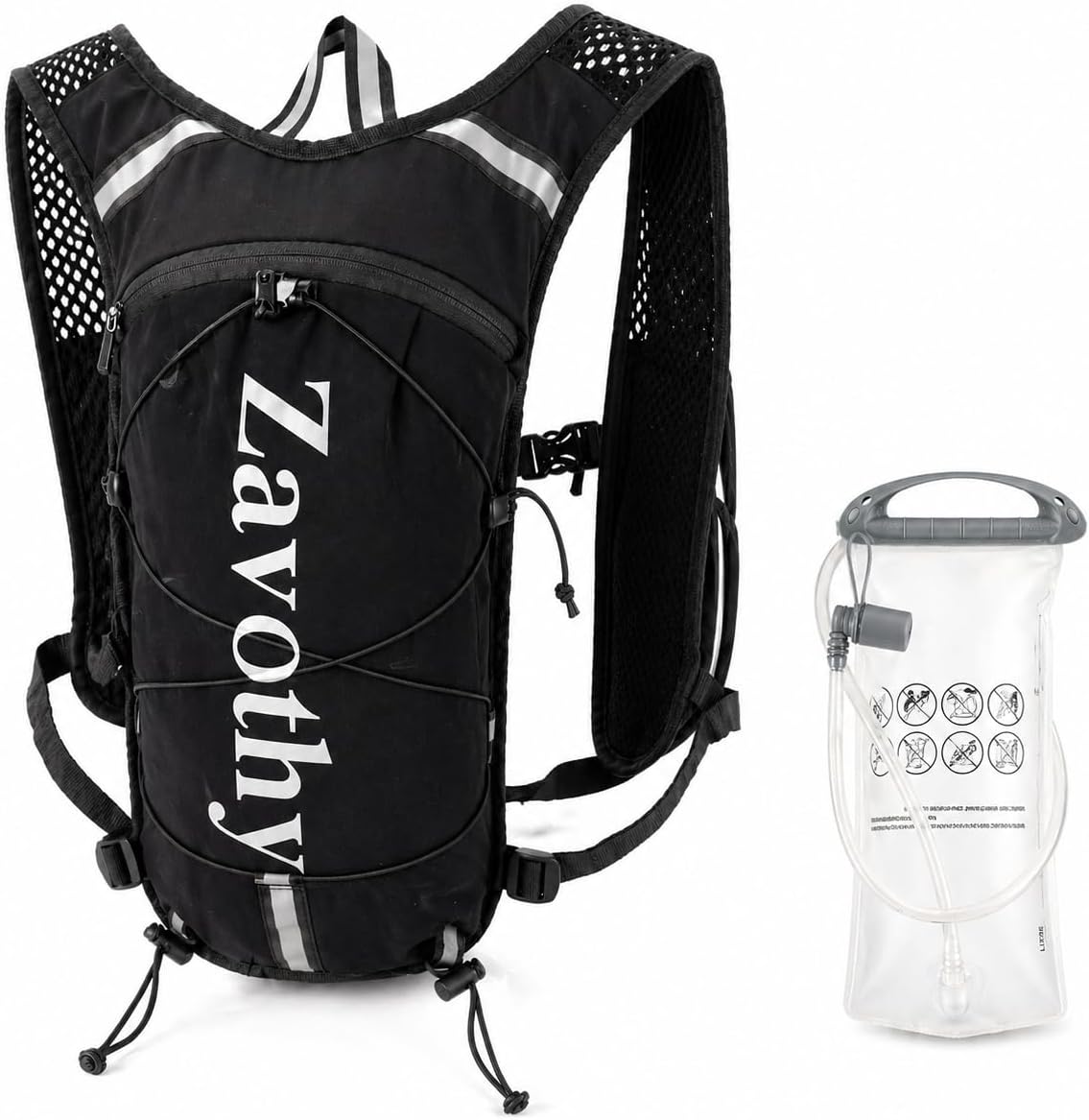 Zavothy Hydration Vest Pack with 1.5L Water Bladder, Lightweight 6L Hydration Backpack for Running, Hiking & Cycling, Breathable Reflective Hydration Vest for Men & Women