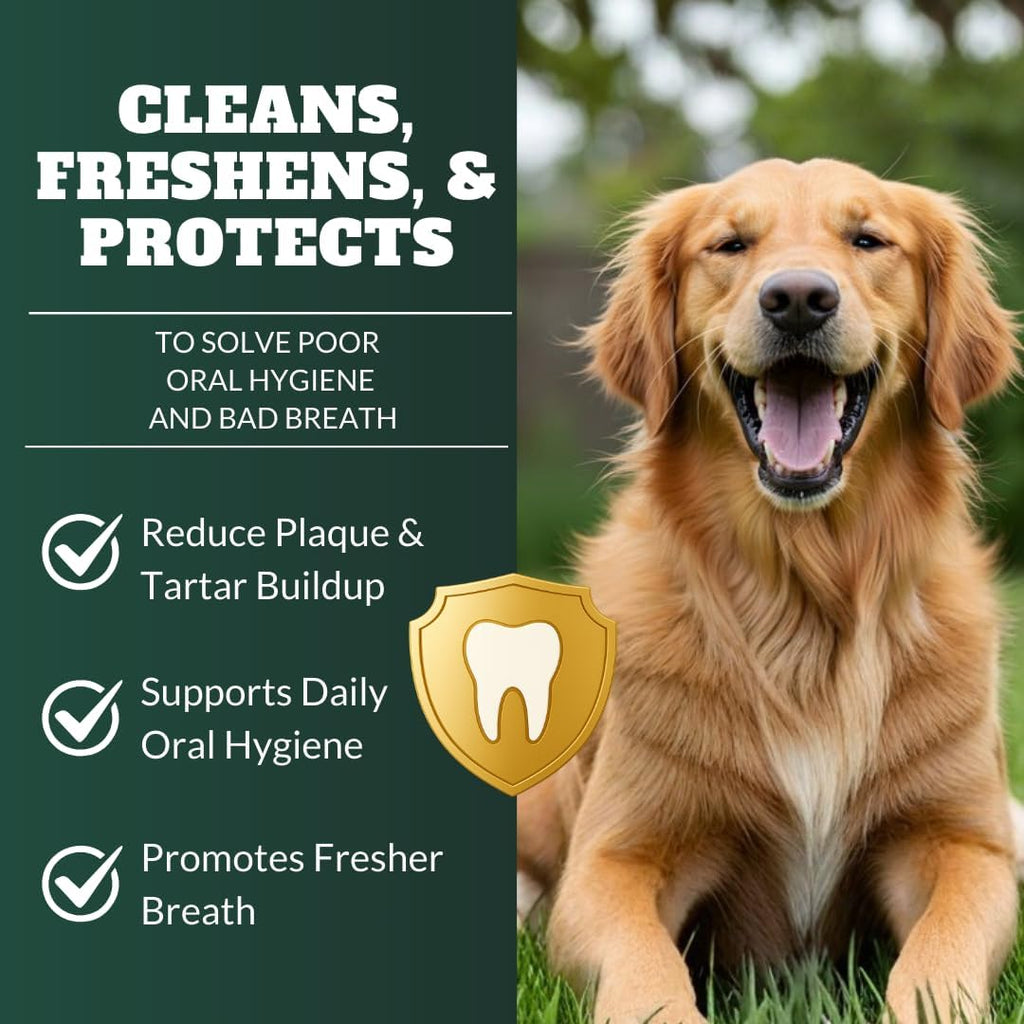 Dog Teeth Cleaning Powder, Dog Dental Powder and Cats Breath Freshener, Plaque Off Pet Tooth Cleaning lab co, Bad Breath & Tartar Remover for Dogs, Dog Teeth Cleaning with Enzymes 120 Day Supply, 120g