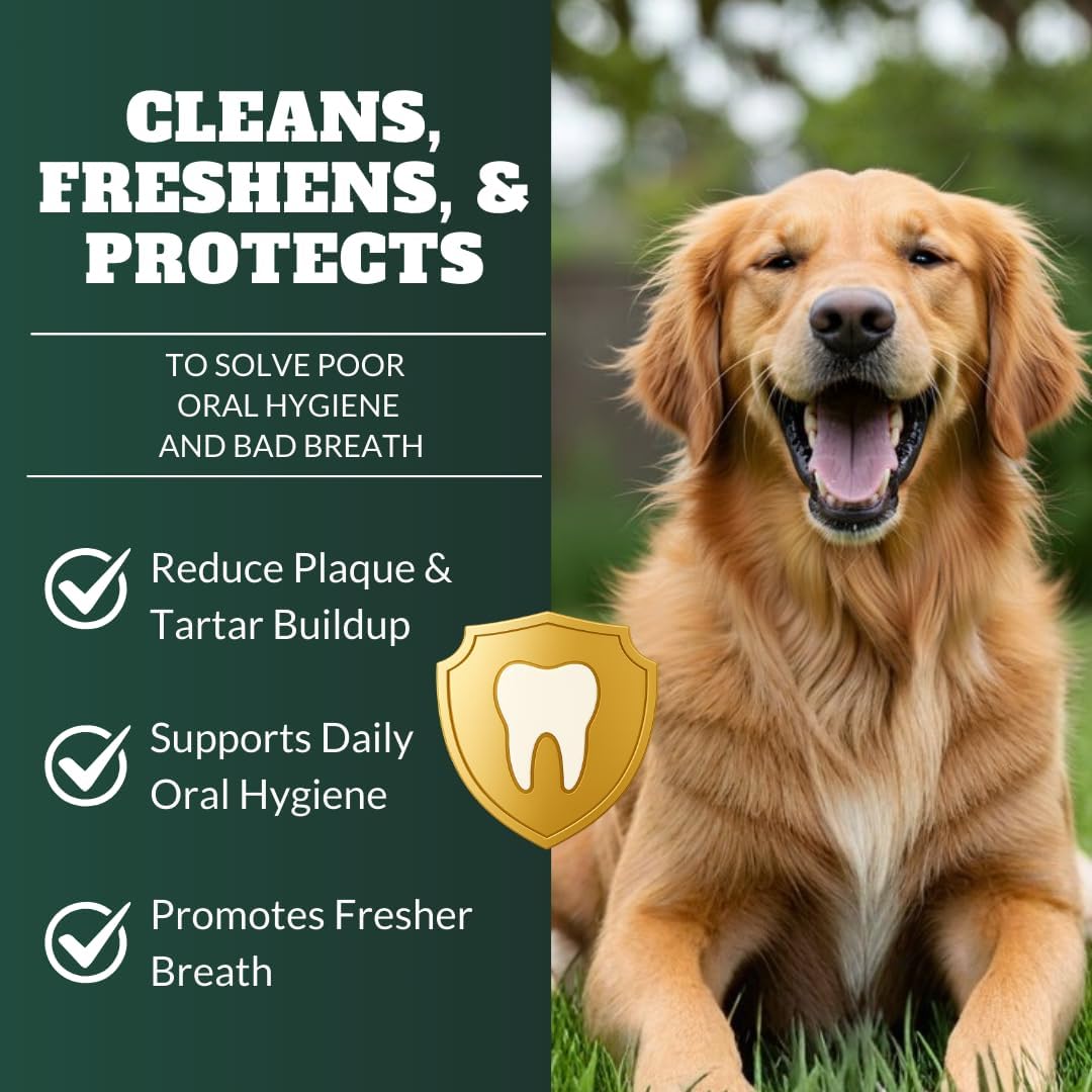 Dog Teeth Cleaning Powder, Dog Dental Powder and Cats Breath Freshener, Plaque Off Pet Tooth Cleaning lab co, Bad Breath & Tartar Remover for Dogs, Dog Teeth Cleaning with Enzymes 120 Day Supply, 120g