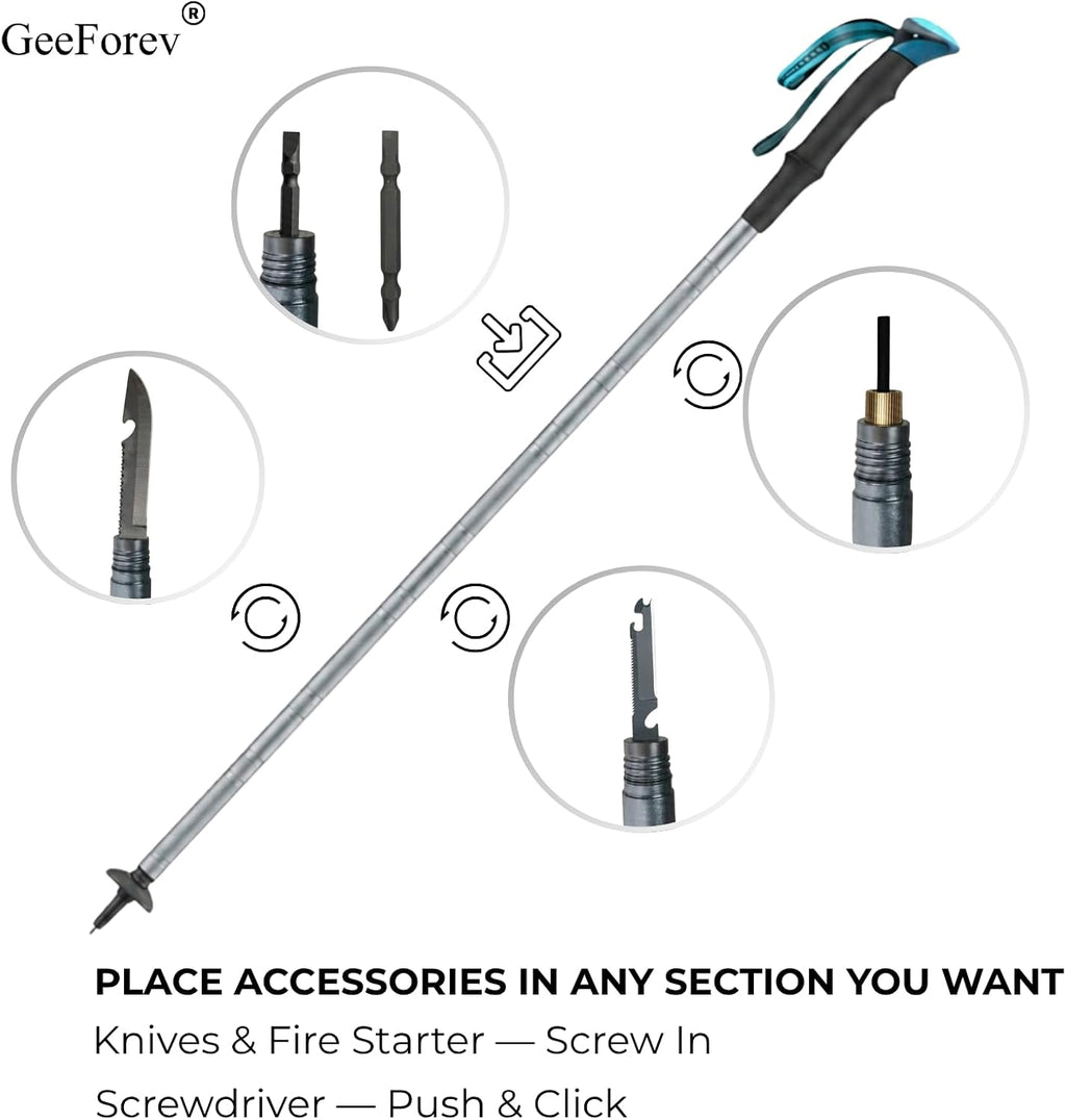 Multi-Functional Ultralight Trekking Pole, Tactical Walking Stick, Collapsible Trekking Hiking Pole (fits 4'7" - 6'3")