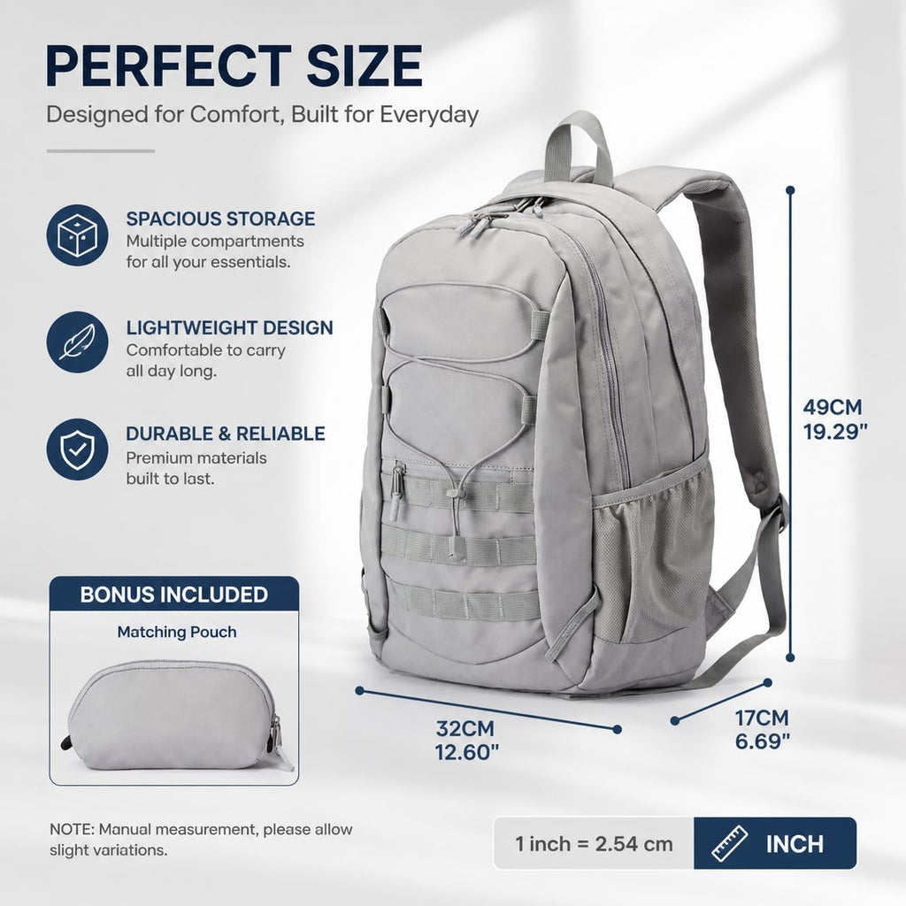 Hiking Travel Backpacks Men and Women, Lightweight Waterproof Laptop Backpack Outdoor Camping Backpack Hiking Daypack for Travel, Trekking, Work 26L (Grey)