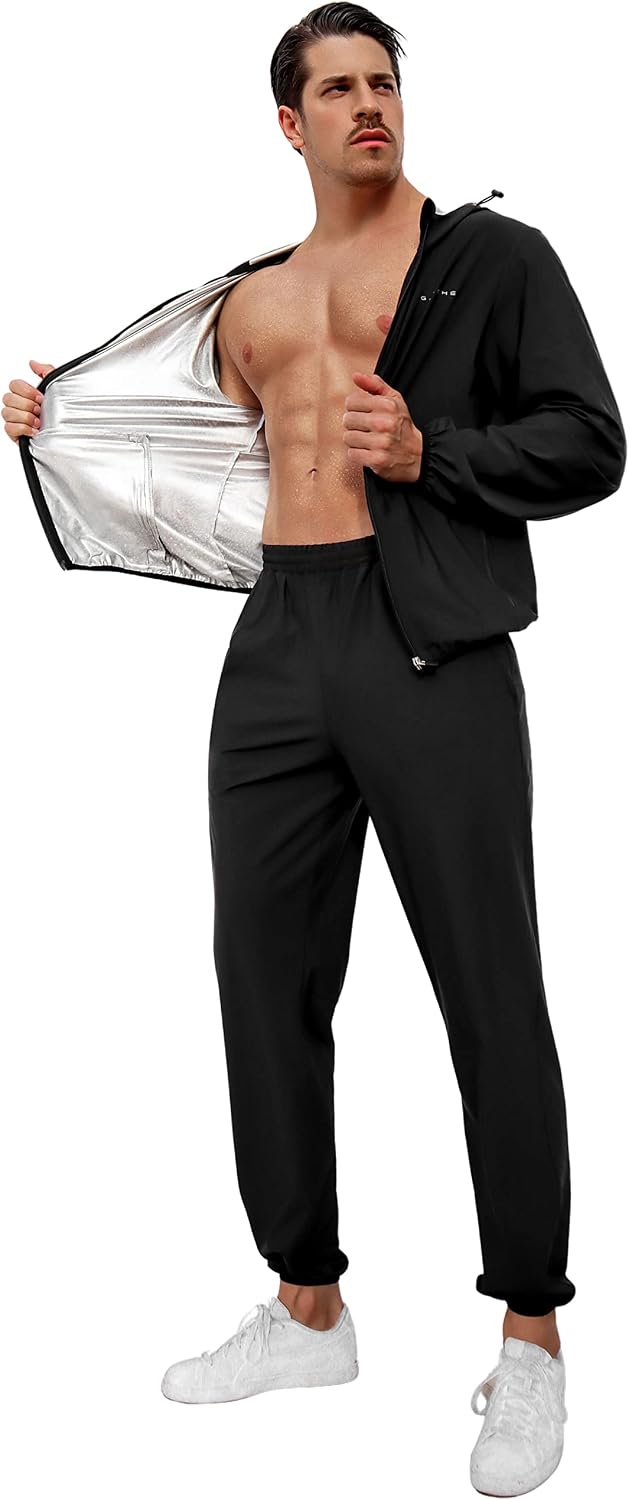 Men's Sauna Suit 2-Piece Performance Jacket and Pants Set for Weight Loss Workout Boxing
