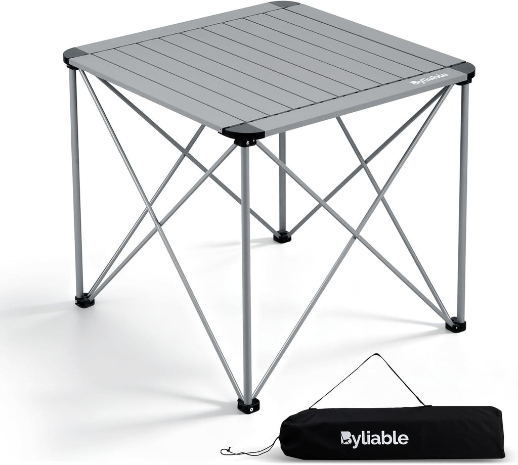 Byliable Camping Square Folding Table, Portable Aluminum Table, Titanium