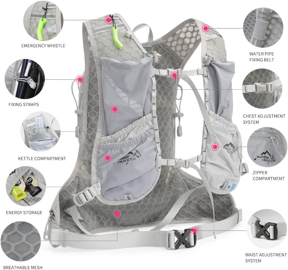 IX INOXTO Running Hydration Vest for Men Women Water Backpack for Running 3L Running Hydration Pack for Trail Running Marathon Race Hiking