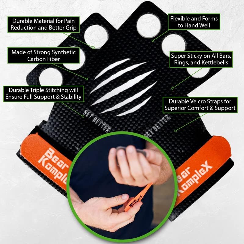 Bear KompleX Carbon Fiber Hand Grips for Gymnastics Bars, 2 Hole, Equipment