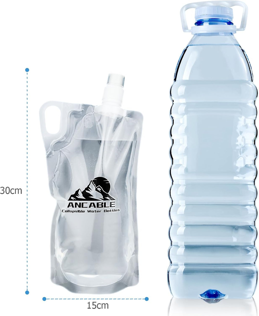 Ancable 1L Hiking Collapsible Water Bottles, 6-Pack 33OZ BPA-Free Foldable Backpacking Water Bottle for Travel Camping Hiking