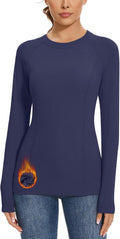 WOWENY Thermal Shirts for Women Fleece Long Sleeve Base Layer Top Winter