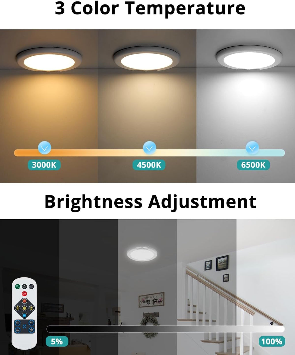 wowatt Rechargeable Ceiling Lights Battery Operated with Remote for Shower