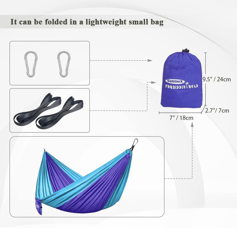 Forbidden Road Camping Hammock 400lbs Capacity Portable Hammock for Outside, Backyard, Travel, Backpacking, Beach