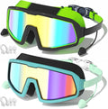 Kids Swim Goggles 2 Pack, Large Frame, Anti-Fog, UV Protection, Leakproof, Wide View, Age 4-14