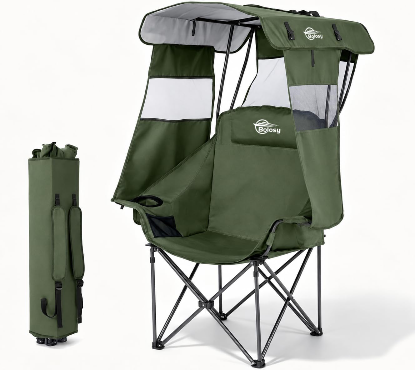 Bolosy Camping Chair with Canopy Beach Chair with Shade