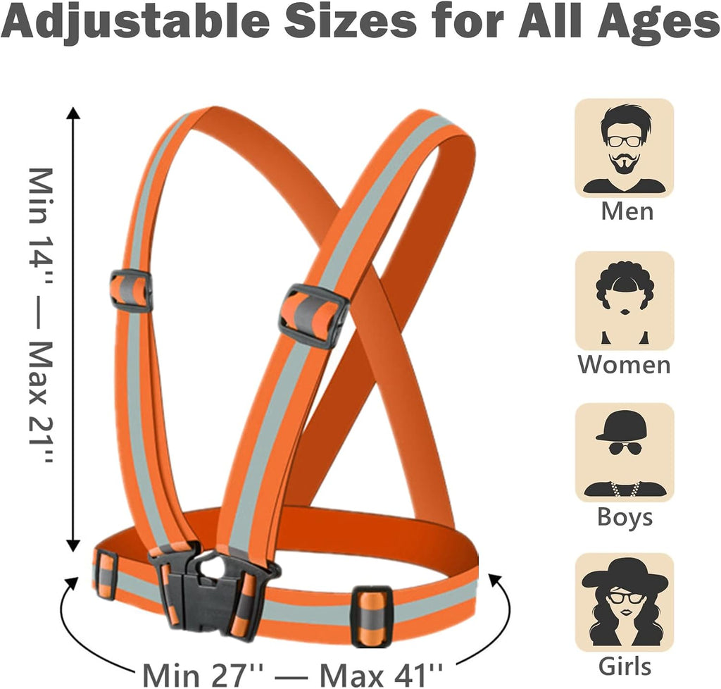 Reflective Vest, High Visibility Safety Vest Straps Reflective Gear for Night Running Walking Cycling for Men Women Kids