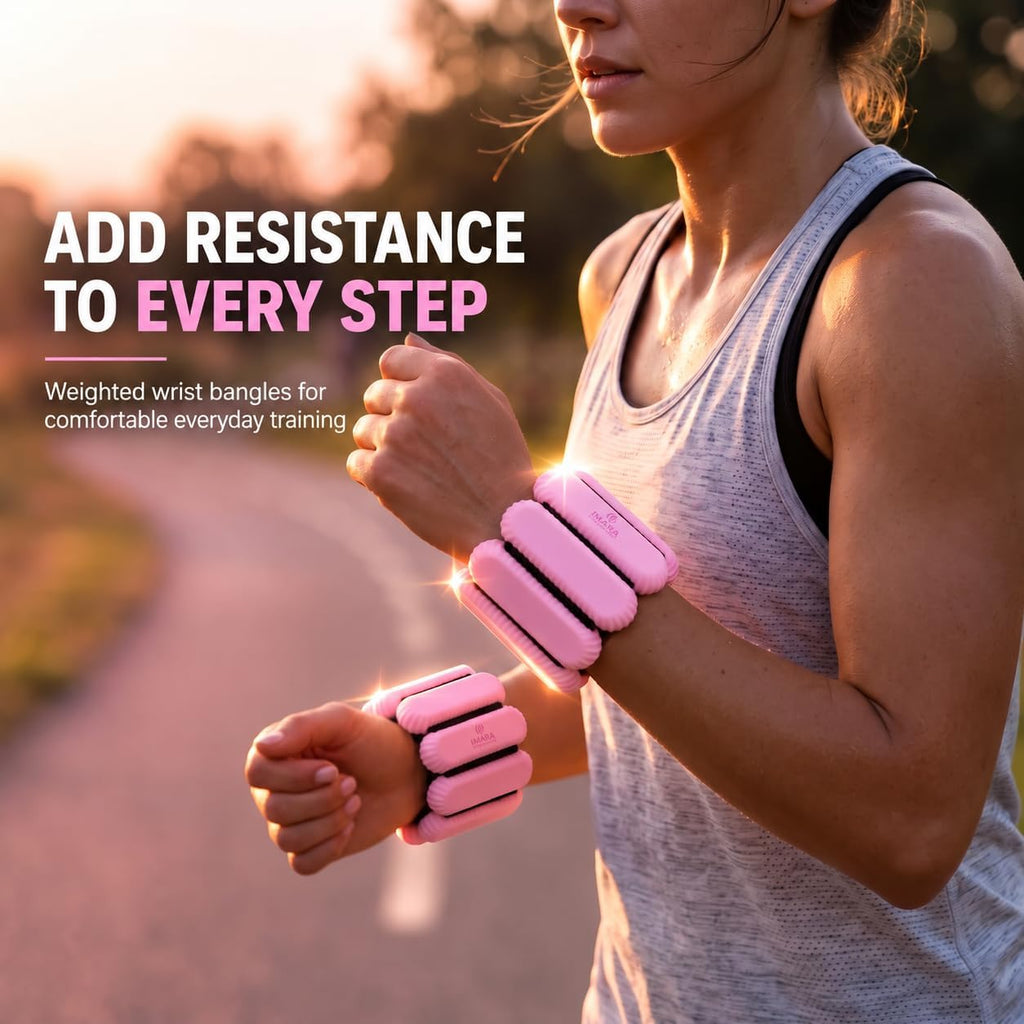 Wrist and Ankle Weights for Women, 2 Pack, 1 lb Each, Adjustable Pink Bands