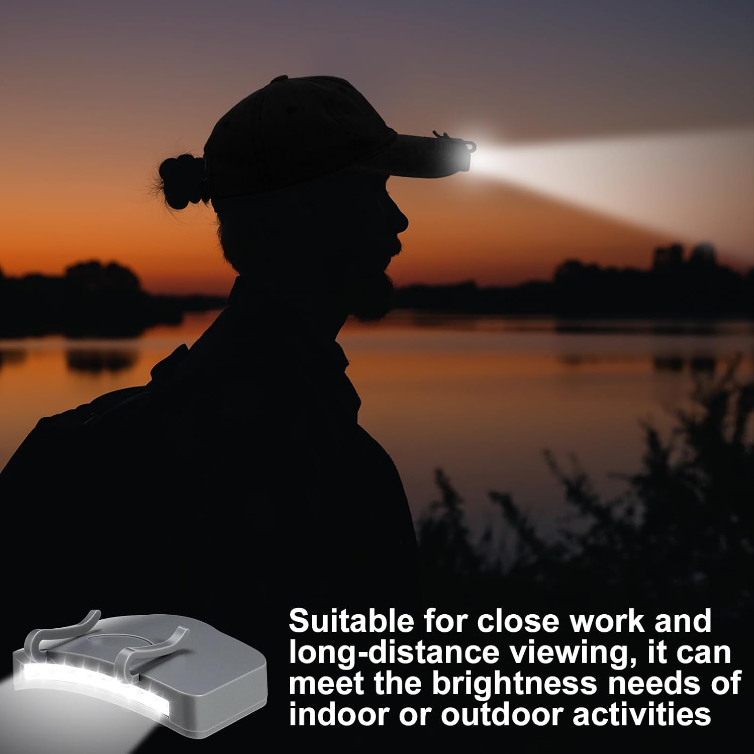 Mudder 4 Pcs Grey Hat Light Clip on Battery Powered 11 LED Cap Flashlight