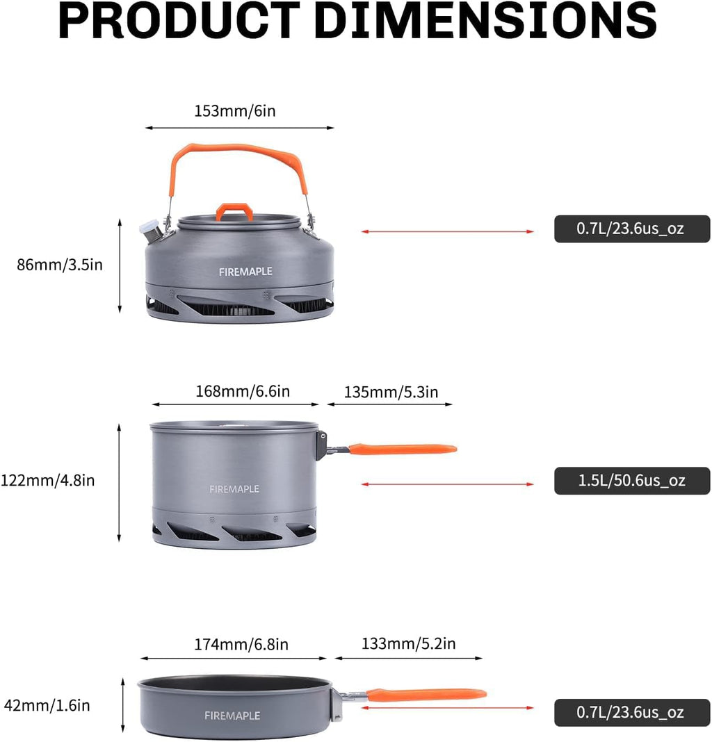 Fire-Maple Feast Outdoor Camping Cookware, Pot and Pan Set Stackable Kit