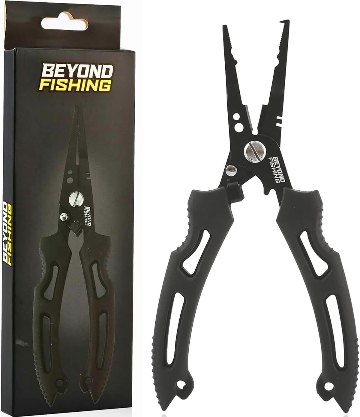 Beyond Fishing QuickRig Fishing Pliers – Multifunction Stainless Steel Split Ring Pliers for Fishing with Line Cutter & Crimper – Corrosion Resistant & Spring Loaded Design