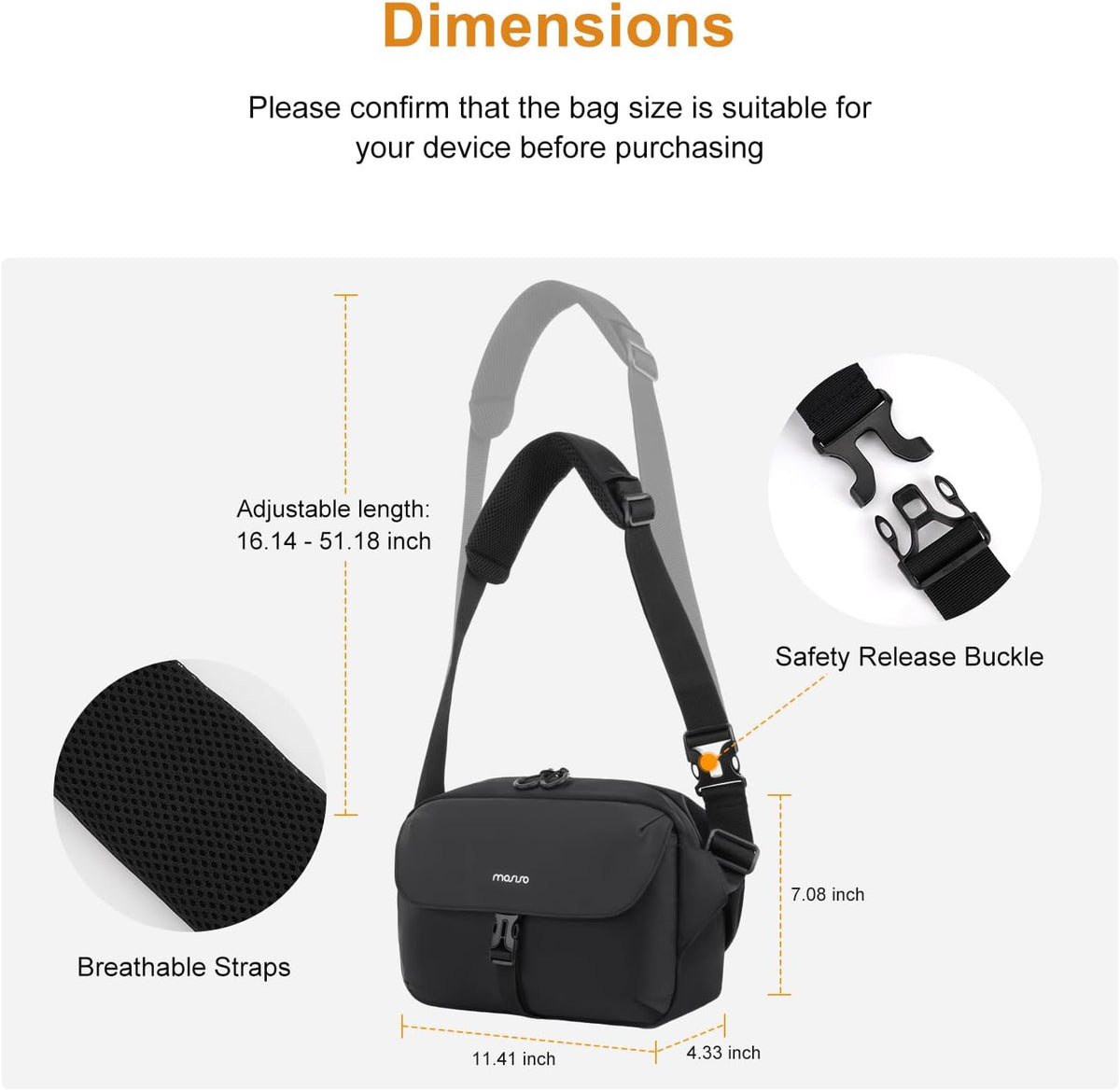 MOSISO Camera Bag Camera Photographers Bag, Shoulder Photography Bag, Black