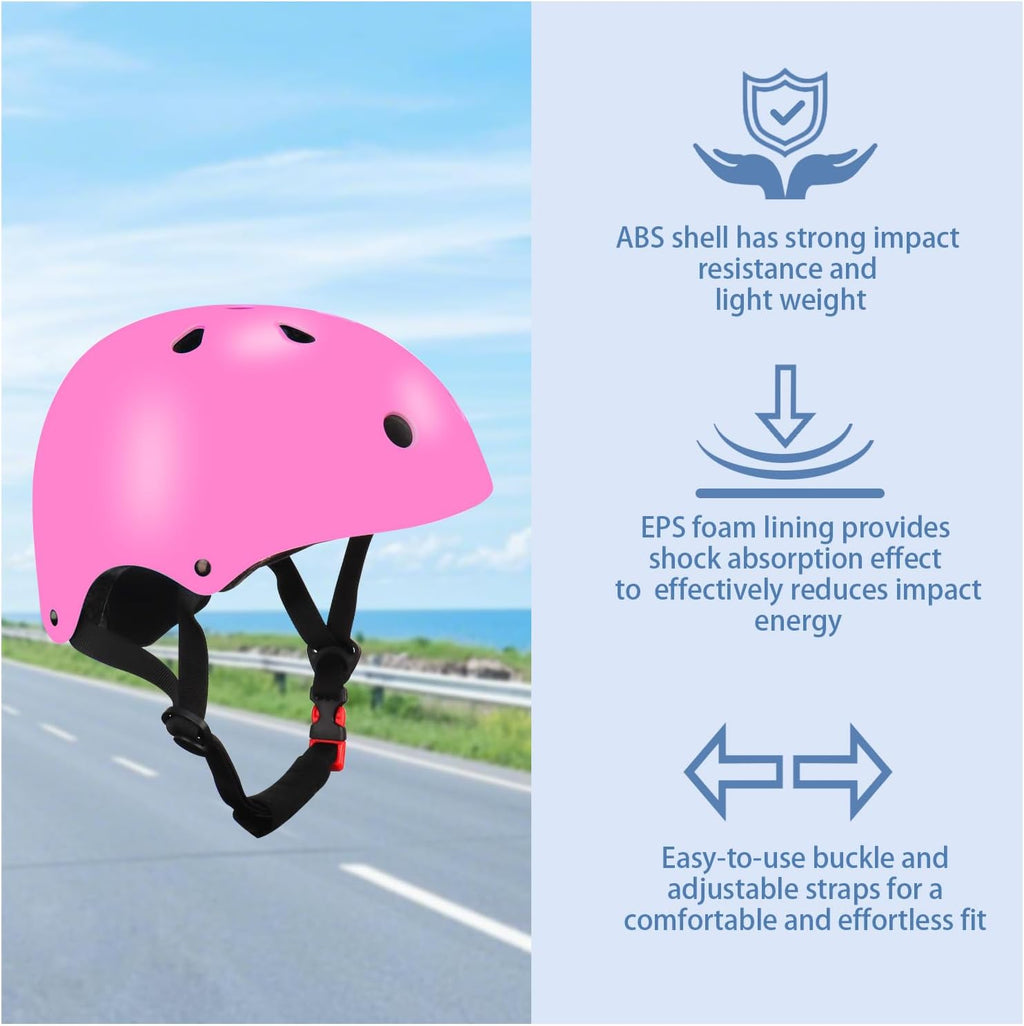 Color Gradient Adjustable Kids Bike Helmet with Knee & Elbow Pads Set | Multi-Sport Safety Gear for Boys & Girls Ages 5-14 | Skateboarding, Scooters, Roller & Inline Skating, Longboarding