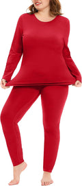 COOTRY Plus Size Thermal Underwear for Women Long Johns Top and Bottom Sets