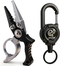 Mini Fishing Pliers with Zinger Retractor, Split Ring Pliers for Saltwater & Freshwater, Tungsten Carbide Braid Cutters & Hook Remover, Compact Multitool for Freshwater Fly Fishing,Bass Fishing